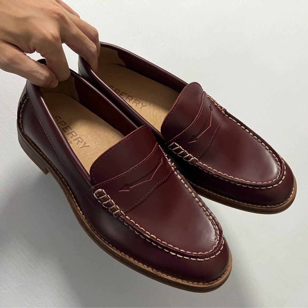 Mens burgundy new arrivals penny loafers