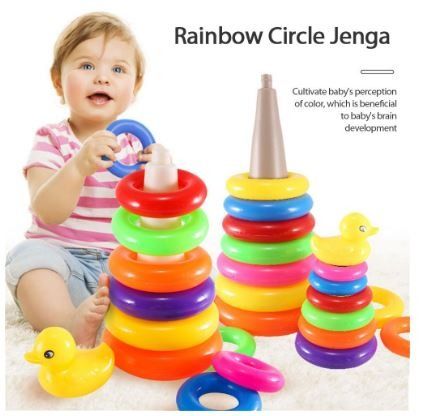 Plastic Baby Kids Stacking Stack Up Educational Toy Children's rainbow ...