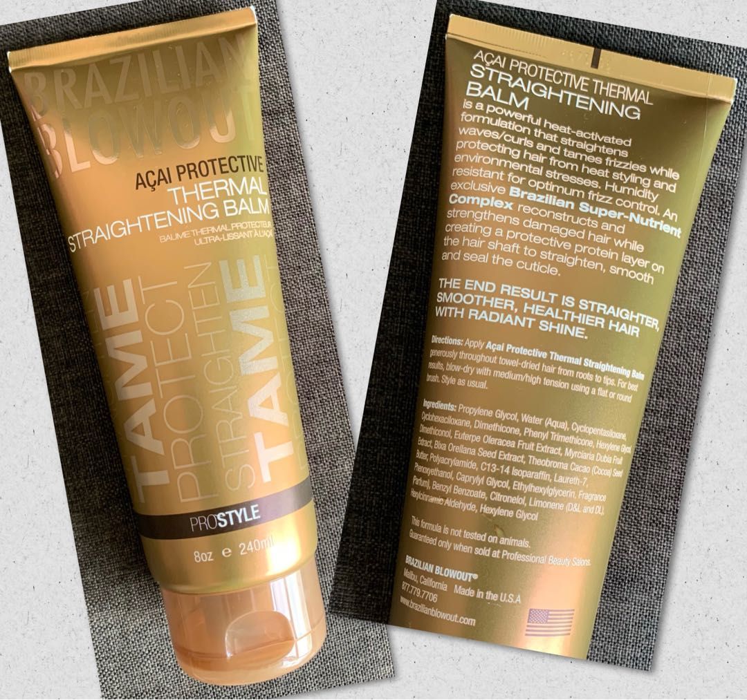 Preloved Brazilian Blowout Acai Protective Thermal Straightening Balm Beauty Personal Care Hair on Carousell
