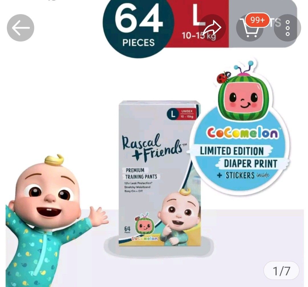 Rascal & Friends Pull up Pants Cocomelon Edition (L size), Babies & Kids,  Bathing & Changing, Diapers & Baby Wipes on Carousell