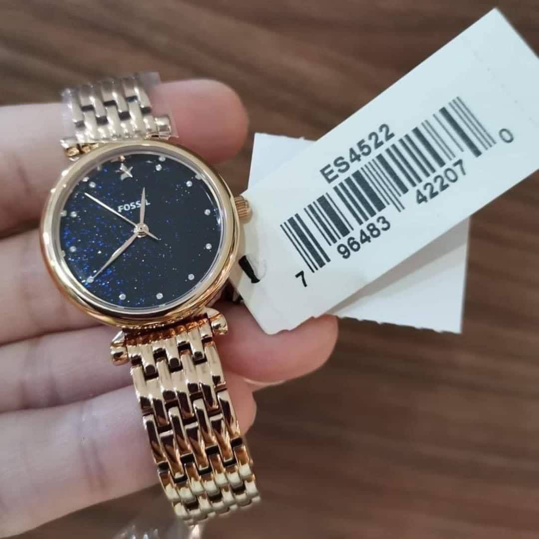 RESTOCK ORIGINAL FOSSIL MINI CARLIE BLUE DIAL ROSEGOLD STEEL LADIES WATCH ES4522