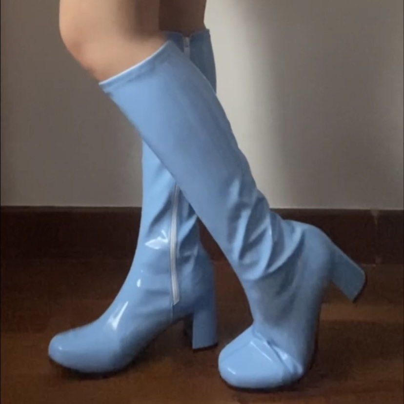 retro 60s mod blue vintage gogo boots