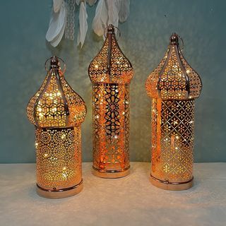 Retro Style Moroccan Lantern Light Props Iron Desk Lamp for Wedding Events Teacher's Day Gift