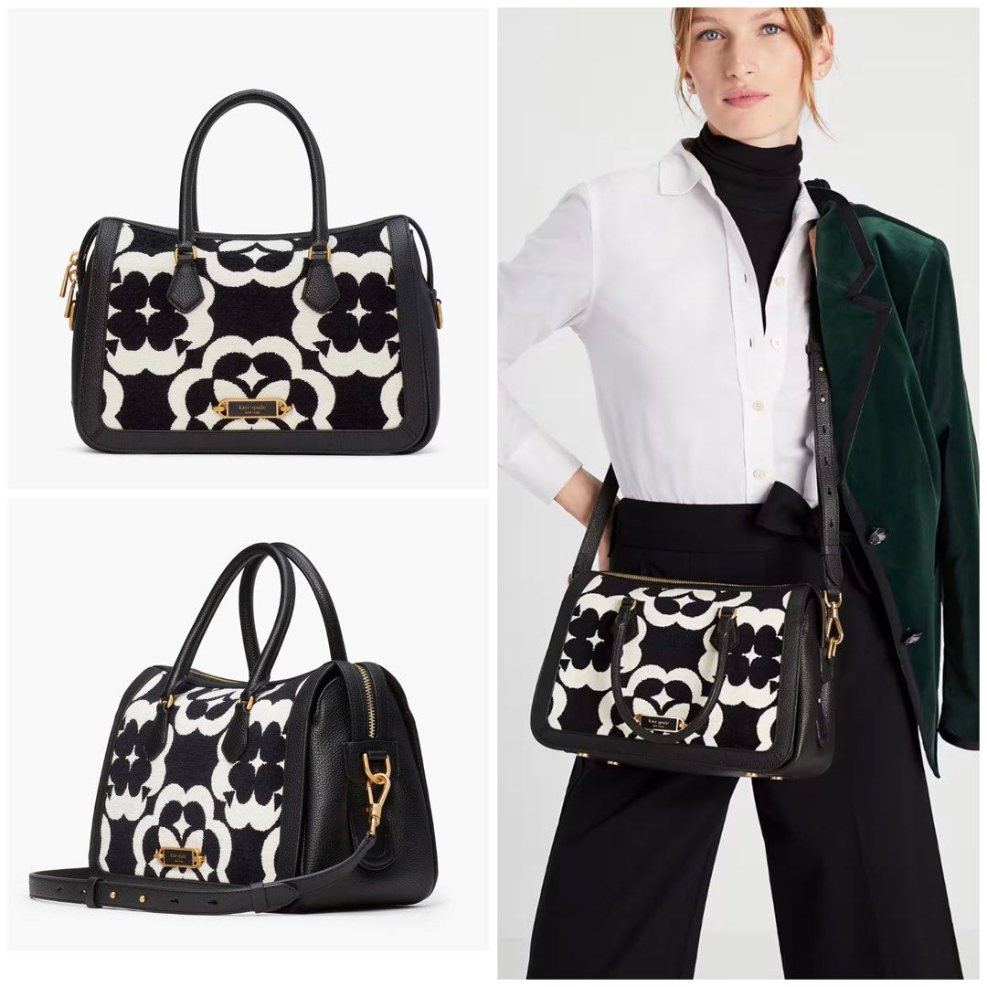 Kate spade black 2025 and white flower purse