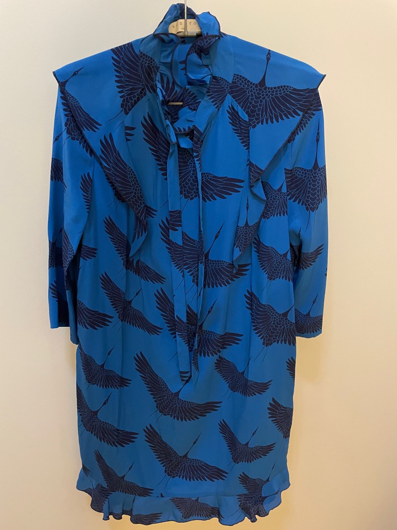 Sandro Paris Silk Dress Bird print, Women's Fashion, Dresses & Sets