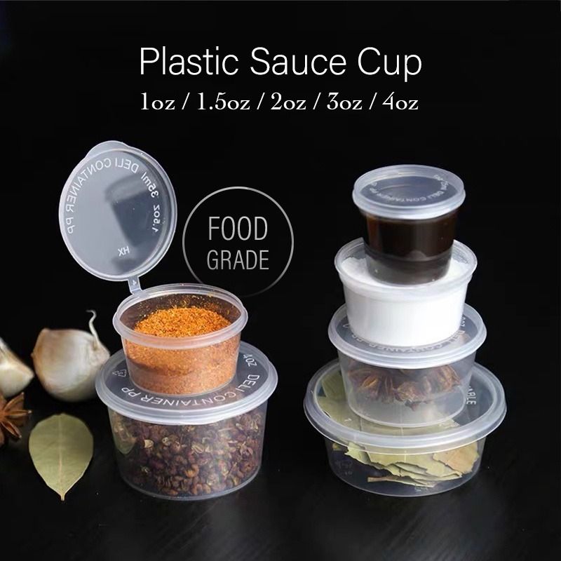 Plastic Sauce Cup with Lid 1oz, 1.5oz, 2oz, 3oz, 4oz for Restaurant - China  Plastic Container and Sauce Container price