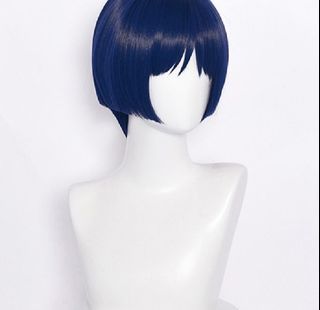Scaramouche wig blue cosplay anime.