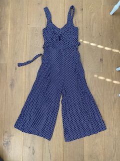 Seed jumpsuit midi length navy and white size 8