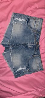 Sparkly acid wash short shorts