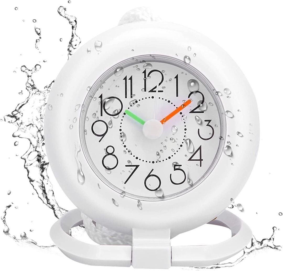 T194 White Bathroom Clock Shower Timer Alarm Digital Clocks Hanging