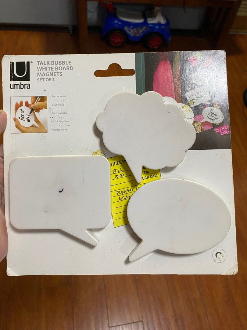 Umbra Talk Bubble Magnets (Category: Office Furniture & Fixtures) located in Quezon City. Submitted by toothfairy0323 (Listing ID 1230480221, Image 1). Description: Never used. Pen got lost already but you may use any whiteboard marker.