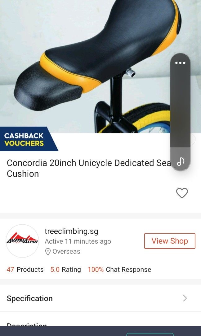 Unicycle saddle BRAND NEW, originally packed, Sports Equipment