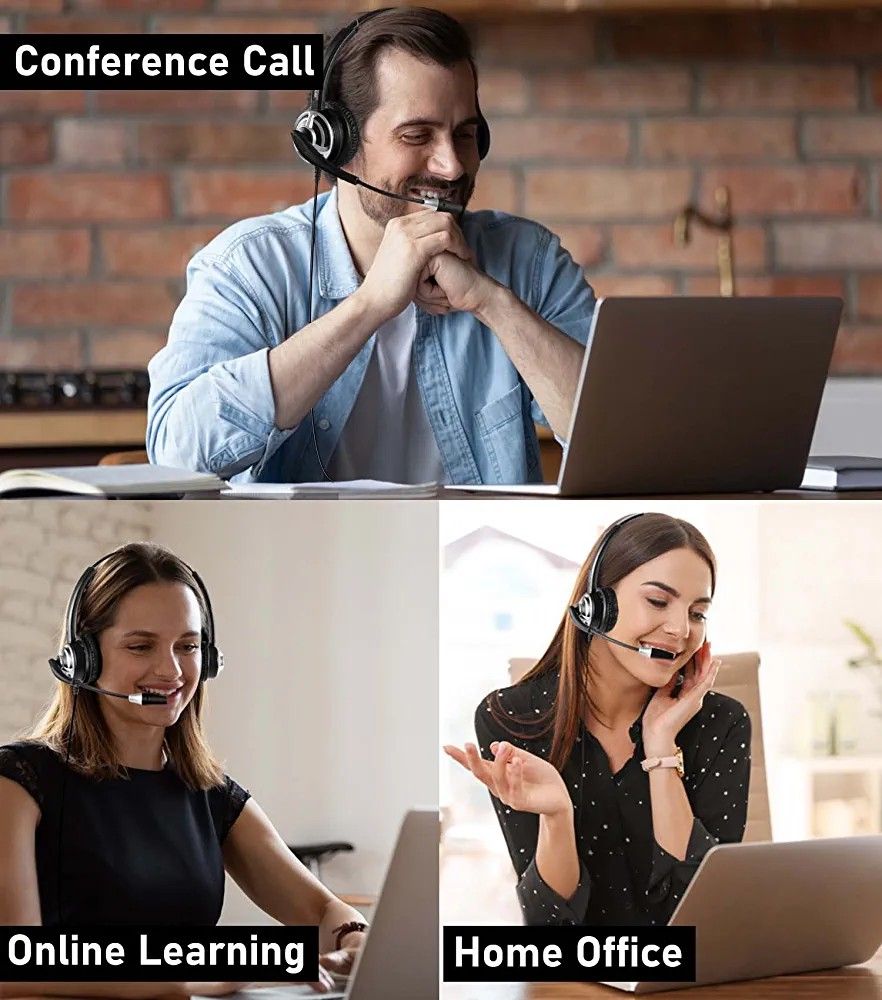 USB Headset Microphone Mic For PC Laptop Chat Call Center with Noise  Cancelling