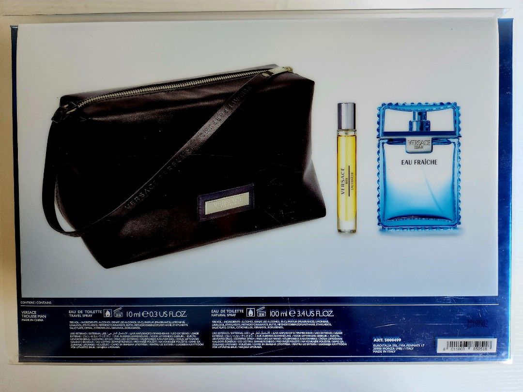 Versace Men Eau Fraiche 100ml set with bag and 10ml travel spray