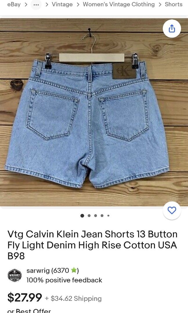 Vintage 90's Calvin Klein Women's High Waisted Denim Jeans Short