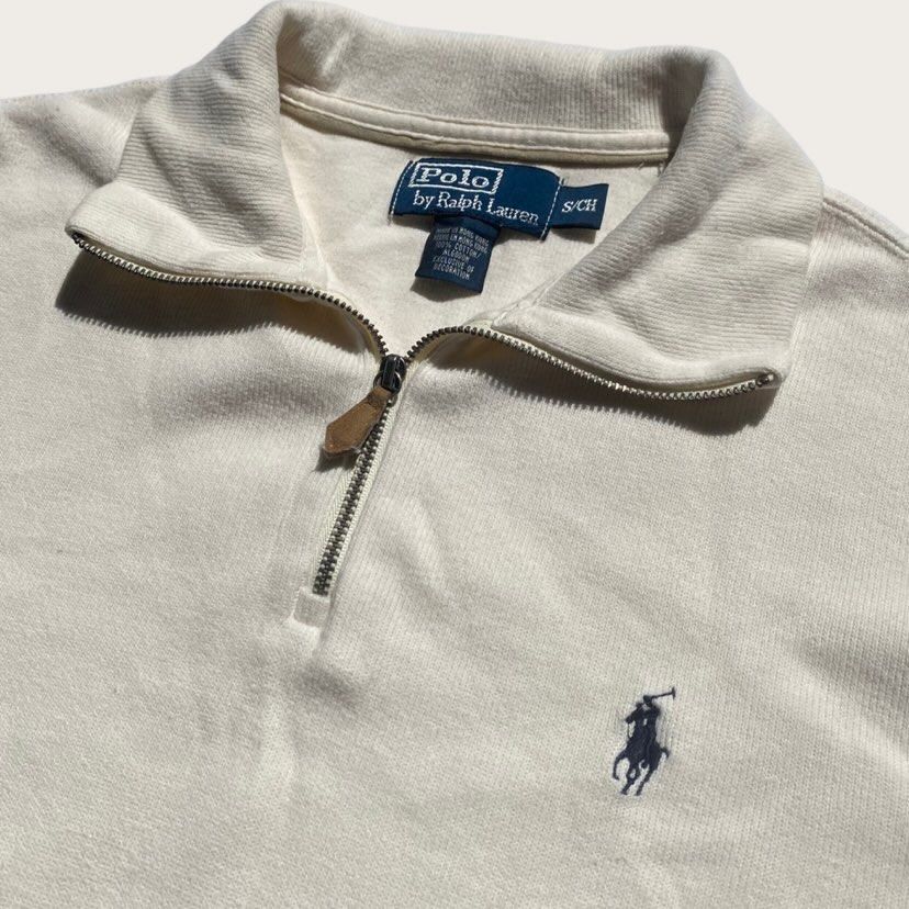 Vintage Ralph Lauren Quarter Zip Pullover in Cream color Men s