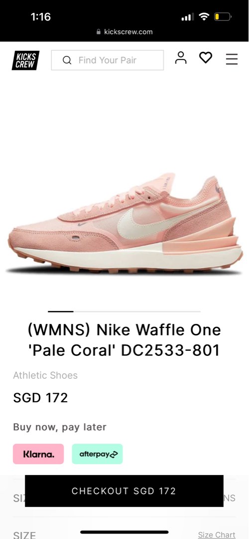 W Nike Waffle One (Pale Coral/Cashmere), Women's Fashion, Footwear