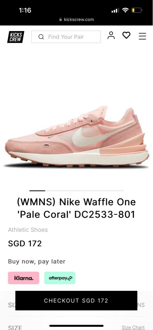 W Nike Waffle One (Pale Coral/Cashmere), Women's Fashion, Footwear