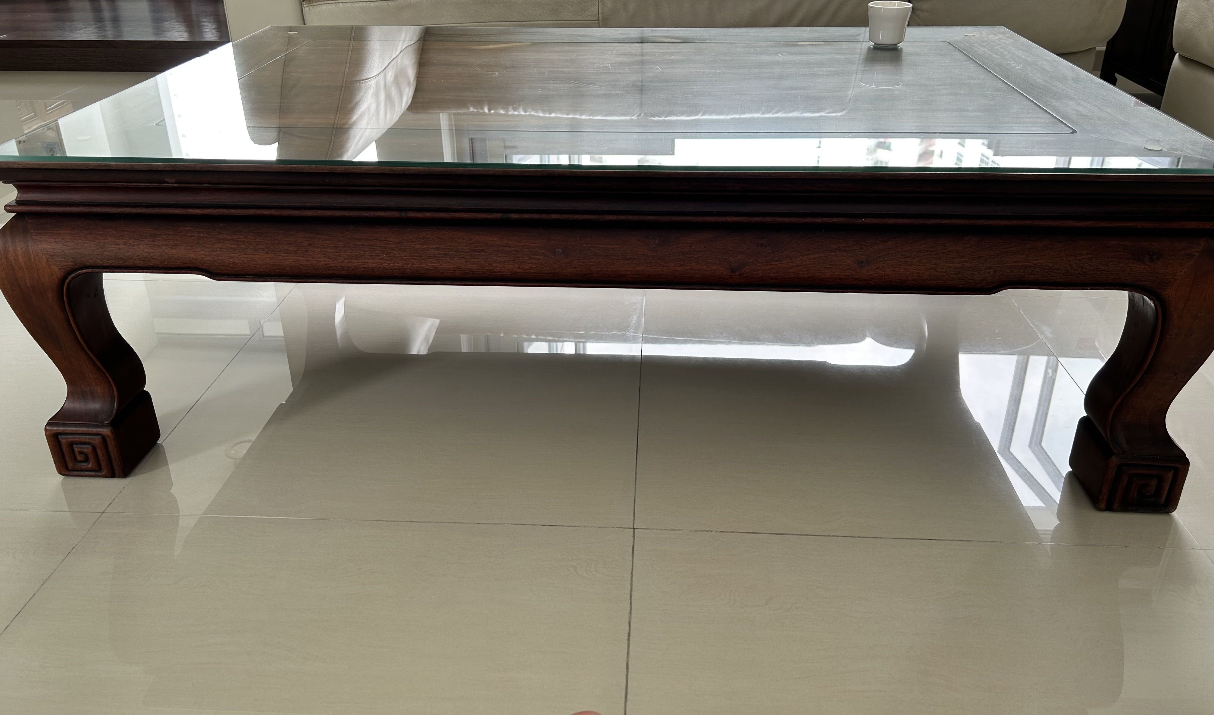 Wooden Coffee Table with glass top., Furniture & Home Living, Furniture