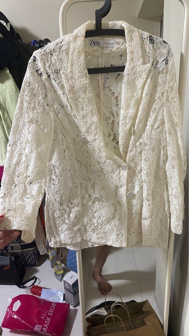White lace jacket best sale zara