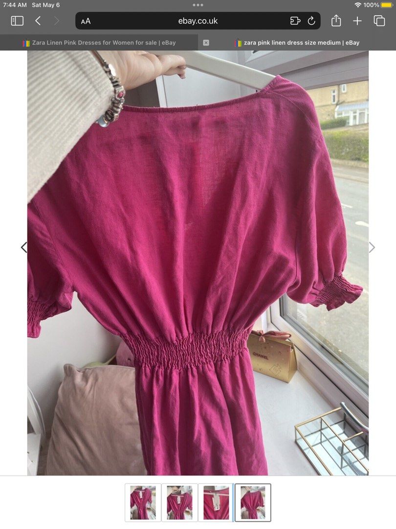 Zara Pink Linen Dress, Women's Fashion, Dresses & Sets, Dresses on Carousell