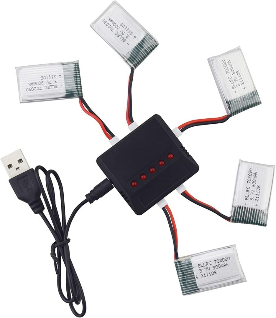 ZYGY 5PCS 3.7V 300mAh lithium battery with 5-in-1 charger for Syma