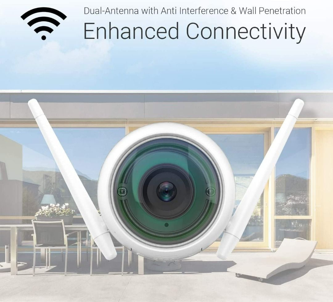1850) EZVIZ OUTDOOR SECURITY CAMERA, WIFI 1080P, 100FT NIGHT VISION, WEATHERPROOF, SMART MOTION