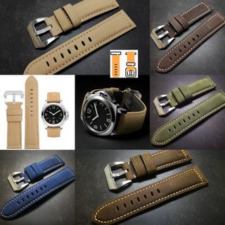 22/24/26mm  瘋馬皮錶帶 真皮錶帶 牛皮錶帶 (六色) 適用:沛納海錶帶 PANERAI 錶帶
