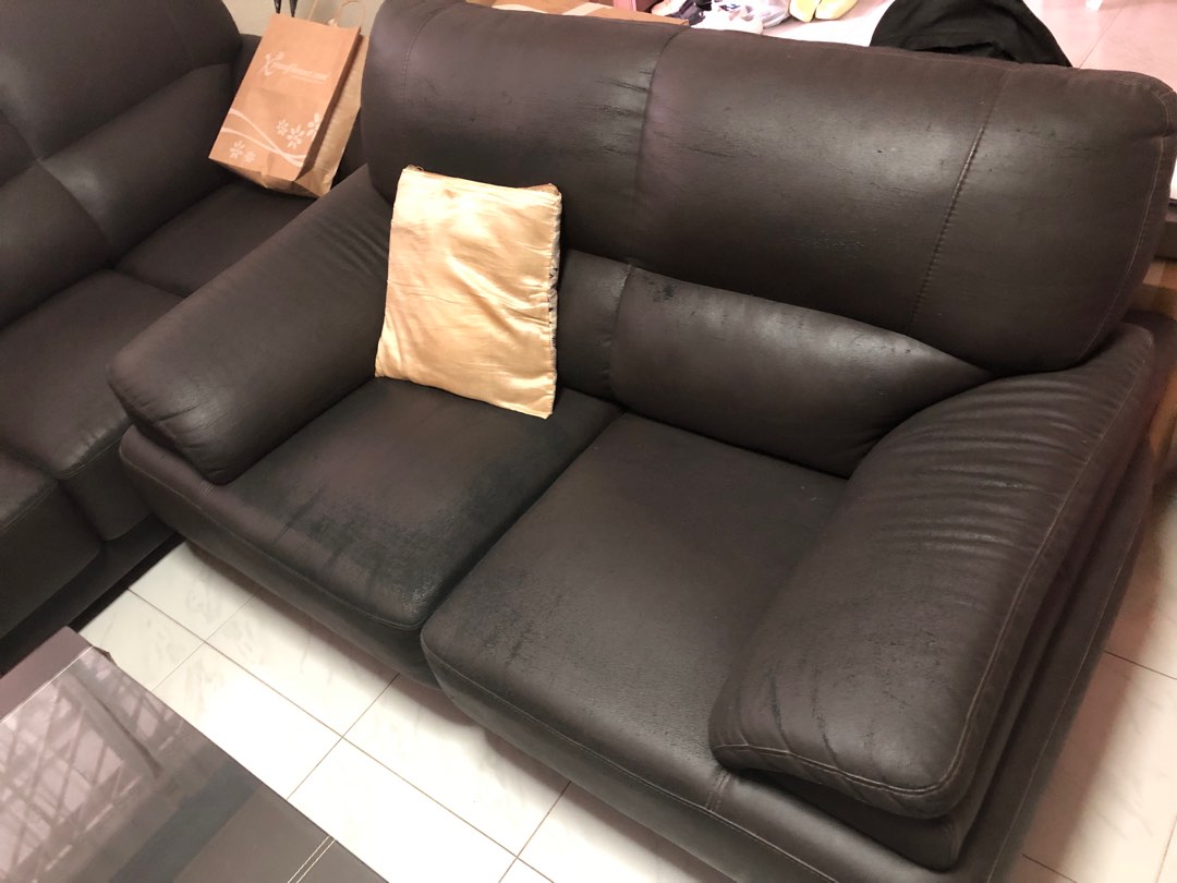 2Seater Leather Sofa (Used), Furniture & Home Living, Furniture, Sofas
