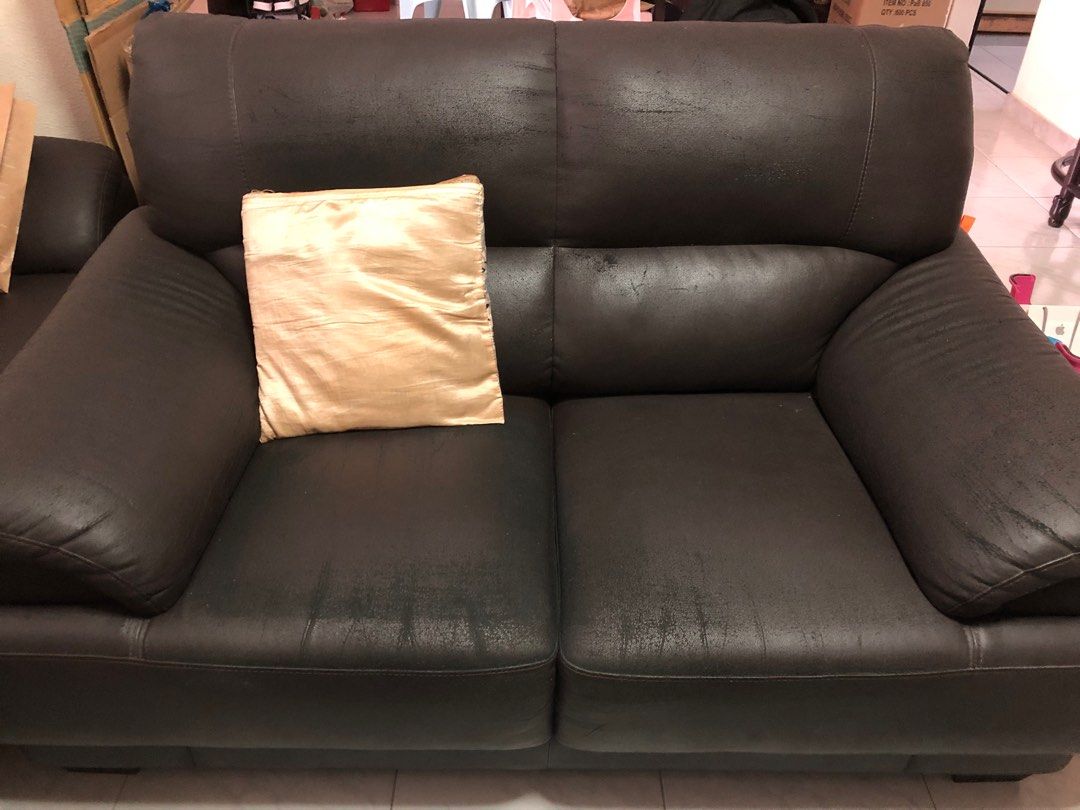 2Seater Leather Sofa (Used), Furniture & Home Living, Furniture, Sofas