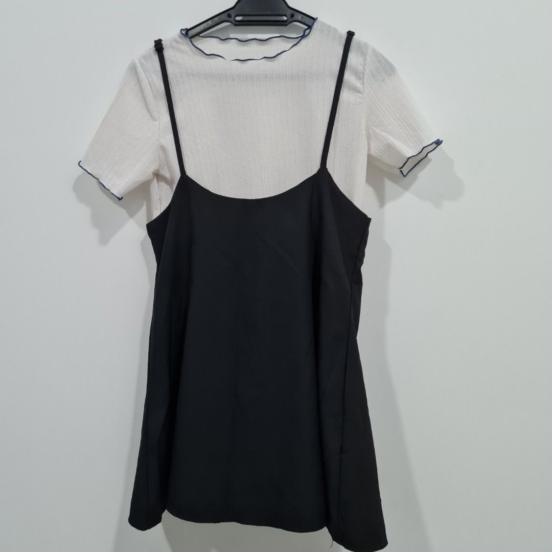 Black cami dress with white on sale top