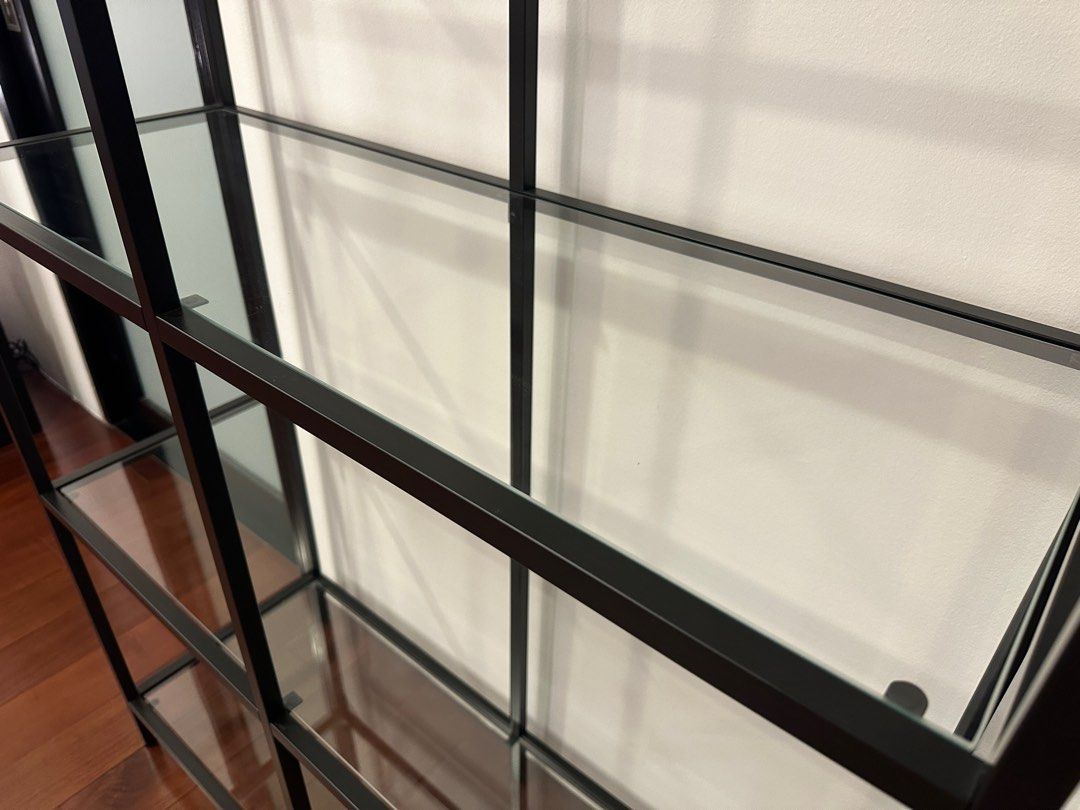 5tier Black Metal & Glass Display Shelf, Furniture & Home Living