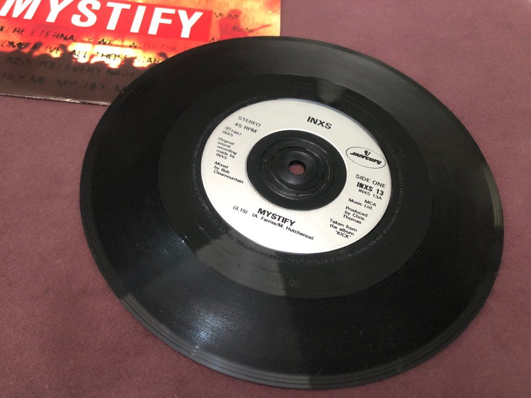 7-INCH VINYL SINGLE: INXS ‘MYSTIFY’ (Category: Vinyls) located in Cainta. Submitted by e.collections (Listing ID 1230586716, Image 3). Description: 7-inch vinyl record. INXS ‘Mystify’ Vinyl disc condition: NM Vinyl sleeve: VG+ Shipping fee c/o buyer.