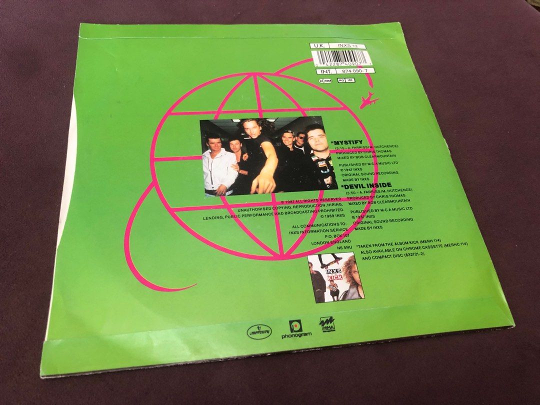 7-INCH VINYL SINGLE: INXS ‘MYSTIFY’ (Category: Vinyls) located in Cainta. Submitted by e.collections (Listing ID 1230586716, Image 2). Description: 7-inch vinyl record. INXS ‘Mystify’ Vinyl disc condition: NM Vinyl sleeve: VG+ Shipping fee c/o buyer.