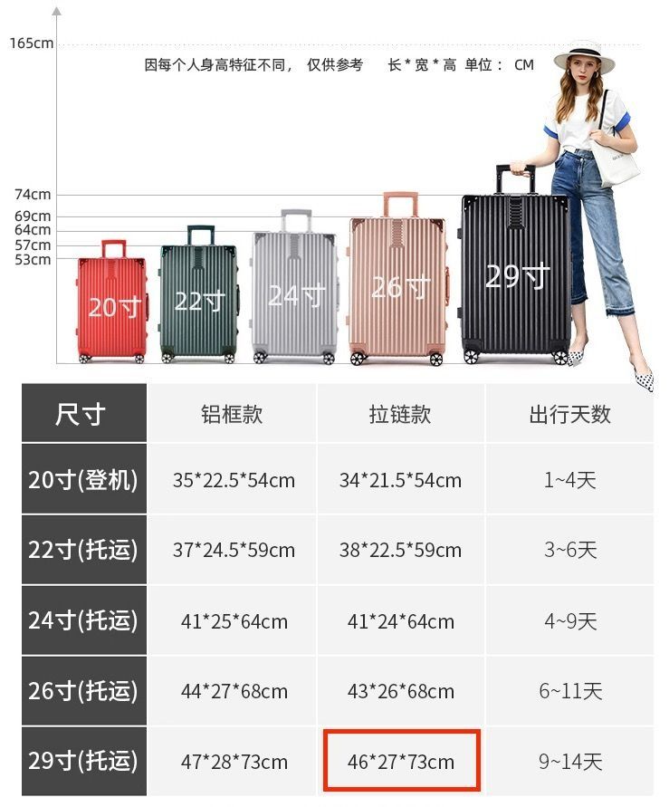 29 suitcase dimensions on sale