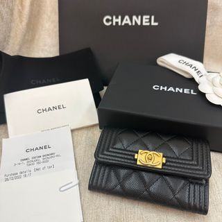 全新 CHANEL 香奈兒 boy 黑色 黑金 單層卡包 卡夾 短夾 皮夾 錢包 零錢包 正品 全配 防刮 牛皮 荔枝紋