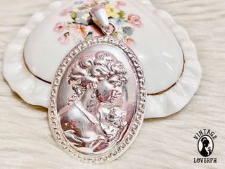 ❤️❤️❤️ Large Vintage Sterling Silver Cameo Pendant - 925 Italy