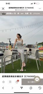 Aachic 超彈細肩條紋針織長洋