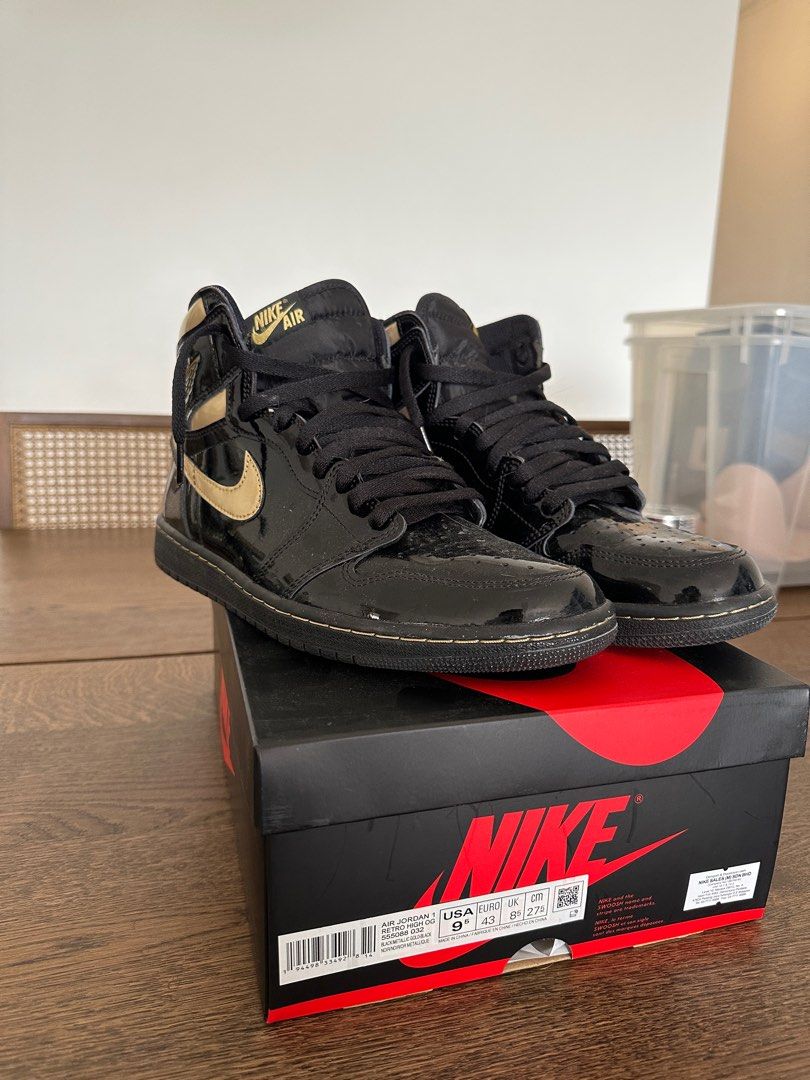 Air jordan 1 patent leather black gold cheap