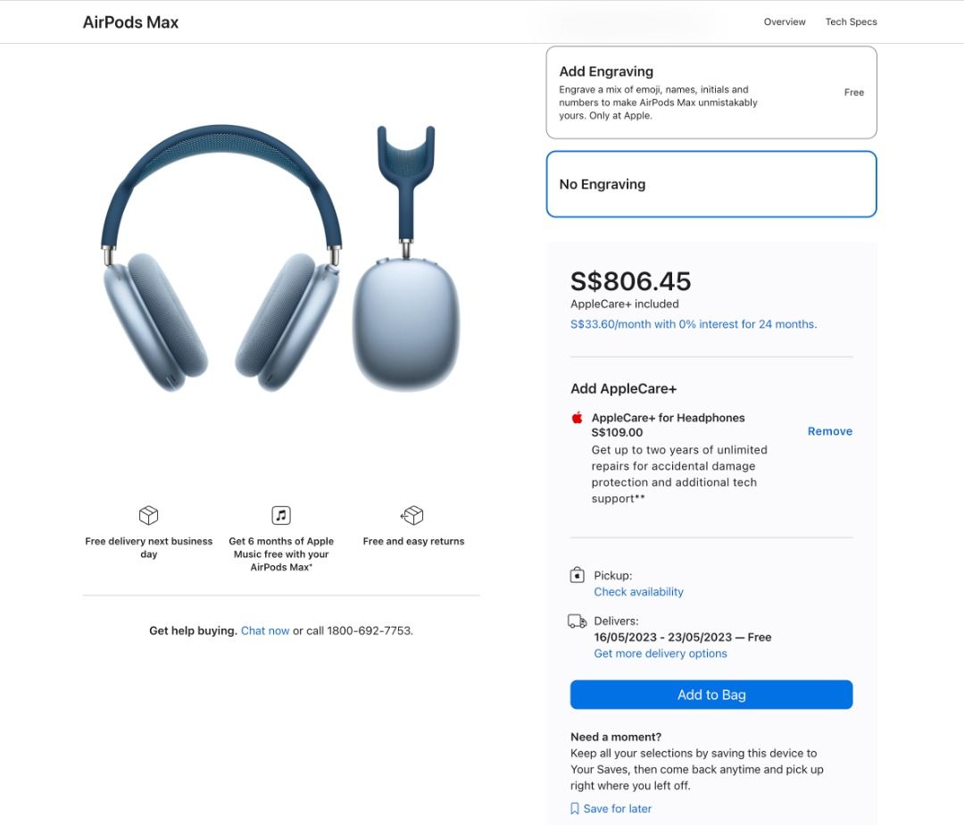 Applecare for airpods max sale
