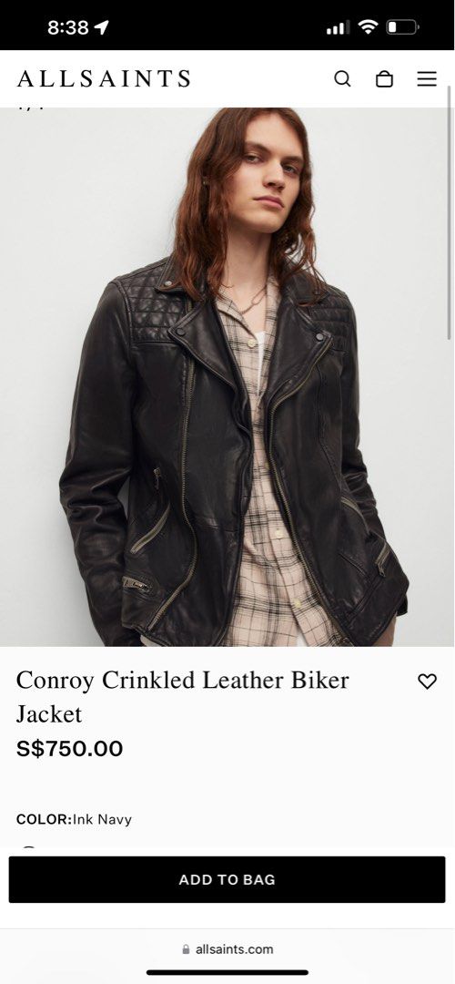 All saints leather jacket second hand online