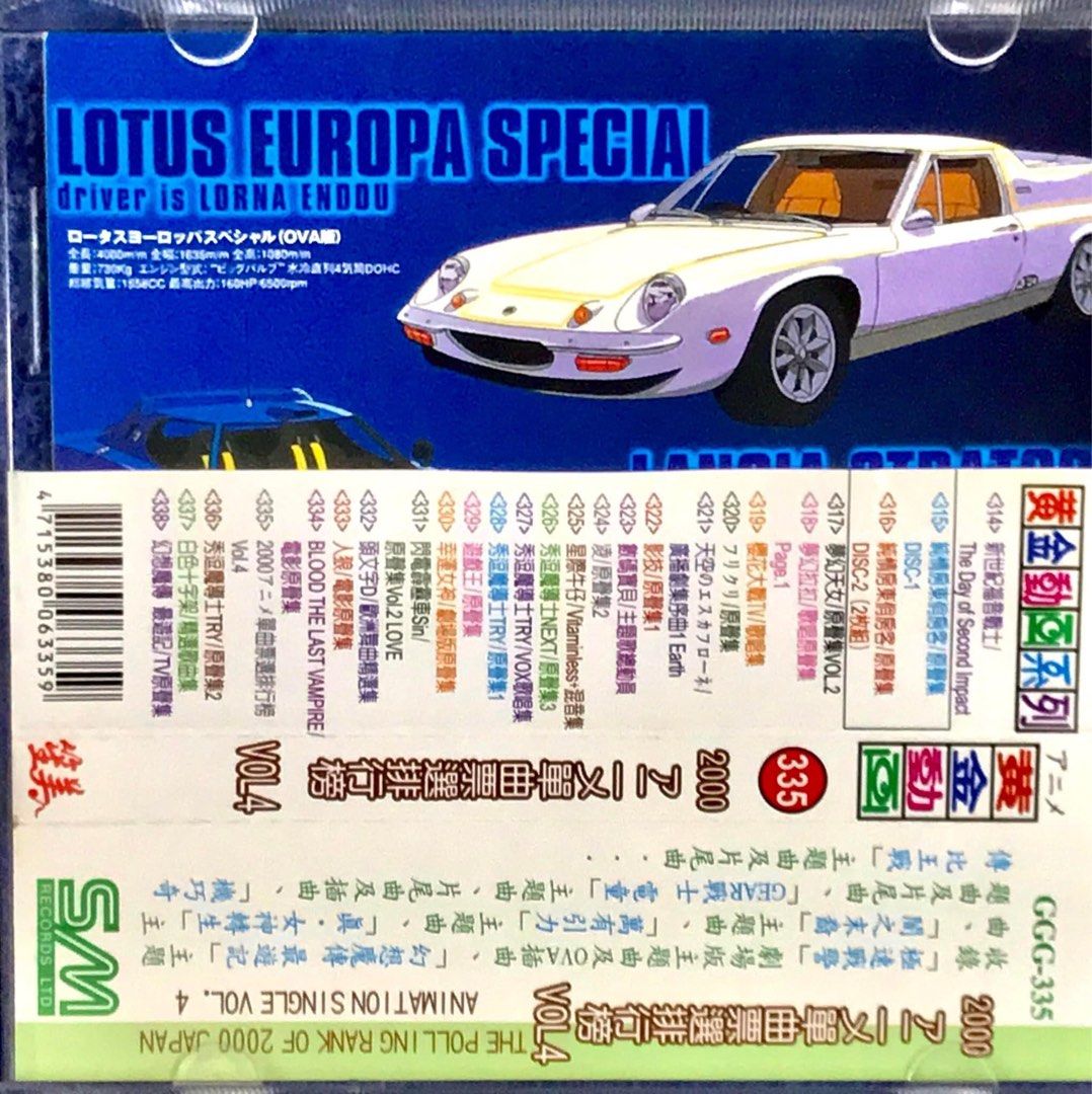 ANiMATION SINGLES VOLUME 4 CD POLL RANKING 2000 JAPAN ANIME (Category: CDs & DVDs) located in Caloocan City. Submitted by vinyl_filipinas (Listing ID 1230608397, Image 3). Description: THE POLLING RANK OF 2000 JAPAN ANIMATION SINGLE VOLUME 4 CD Genre: Animation / T.V. Series Theme / Anisong / J-Pop Year: 2000 Catalog # GGG-335 Label: Son May (SM) Records Taiwan Tracklist: 1. Danger Zone - Jam Project Featuring: Eizo Sakamoto & Endoh Masaaki 2. Da