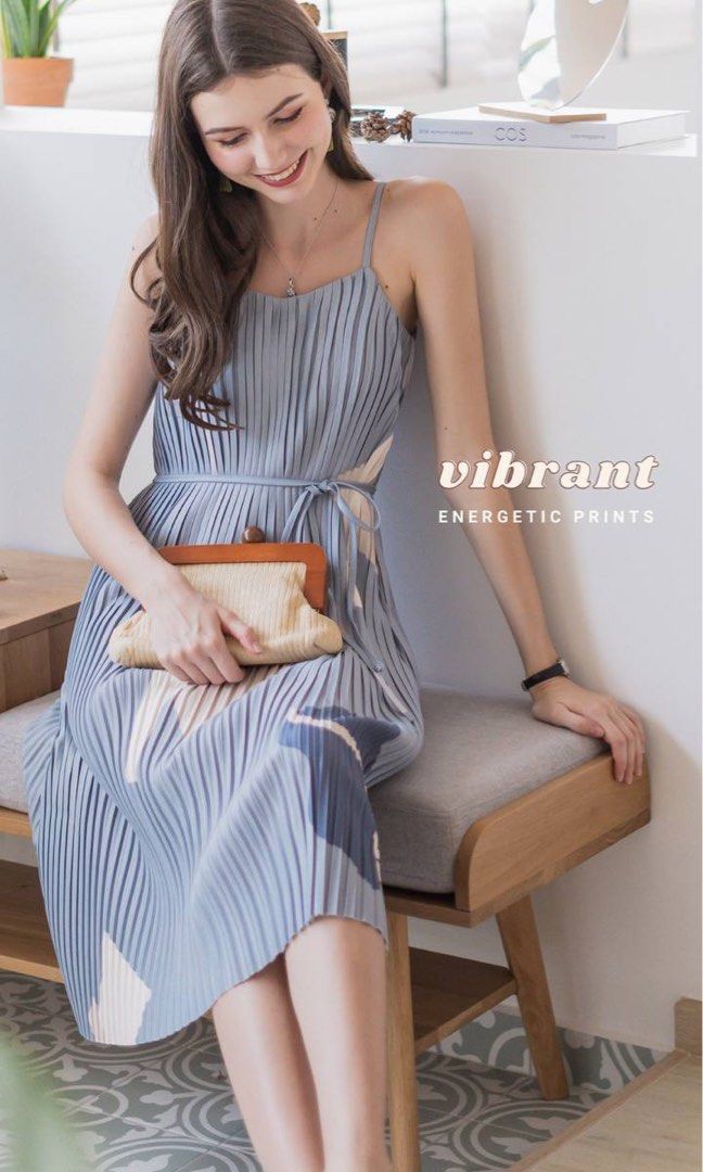 Pleated cami deals midi dress