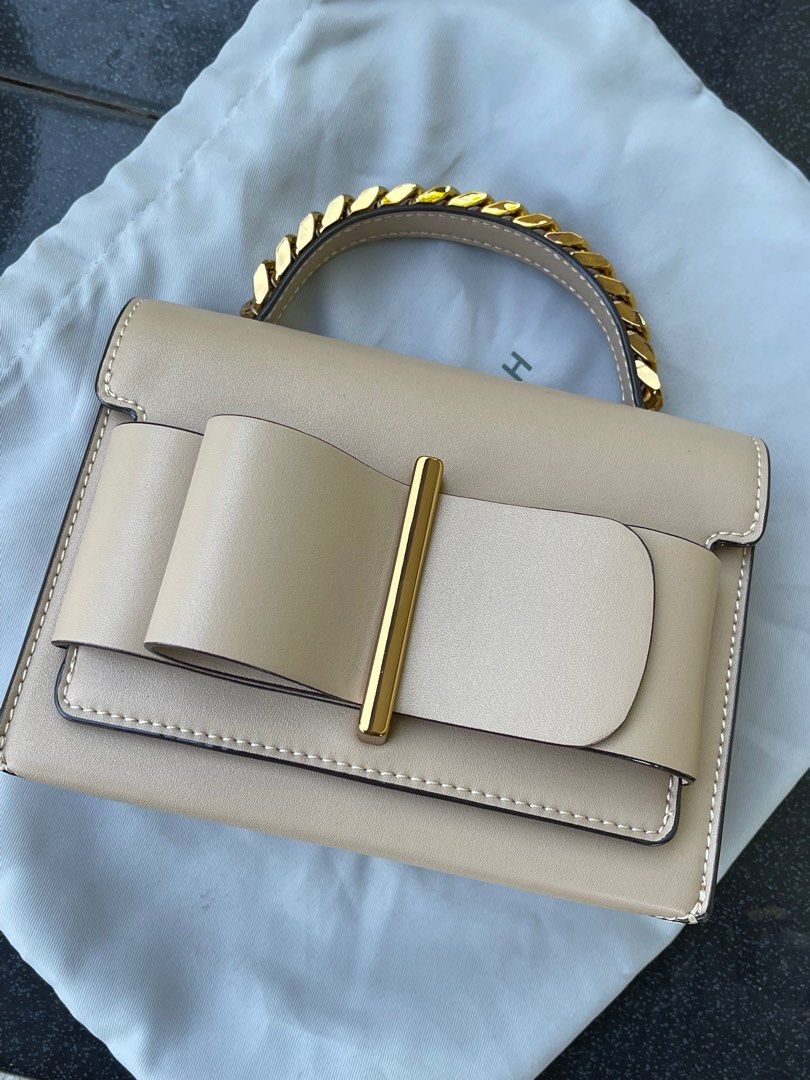 Charles & keith chunky metal top handle bow flap bag outlet