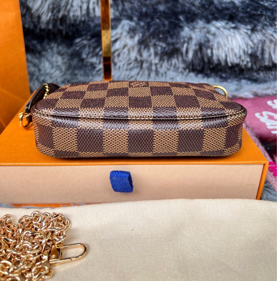 Louis Vuitton Mini Pochette Damier Ebene Accessoires Pouch Brown