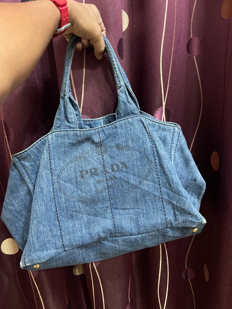 Prada outlet denim tote