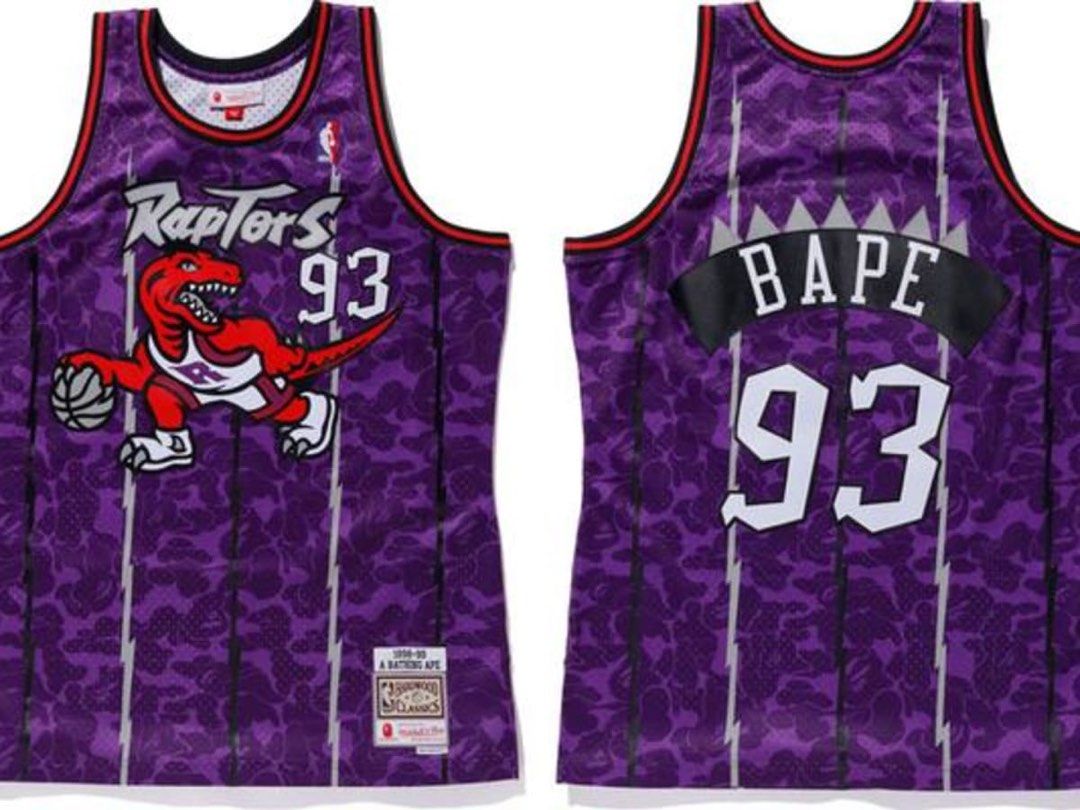 BAPE x Mitchell & Ness Raptors Camo Jersey (Size M), 男裝, 運動服裝- Carousell