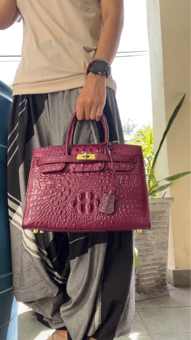 Hermes 30cm Red Crocodile Birkin Bag