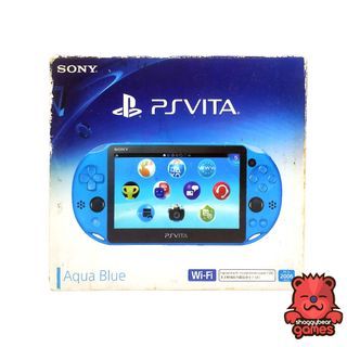 Blue PS Vita Slim with box, charger, 64gb micro SD card and case