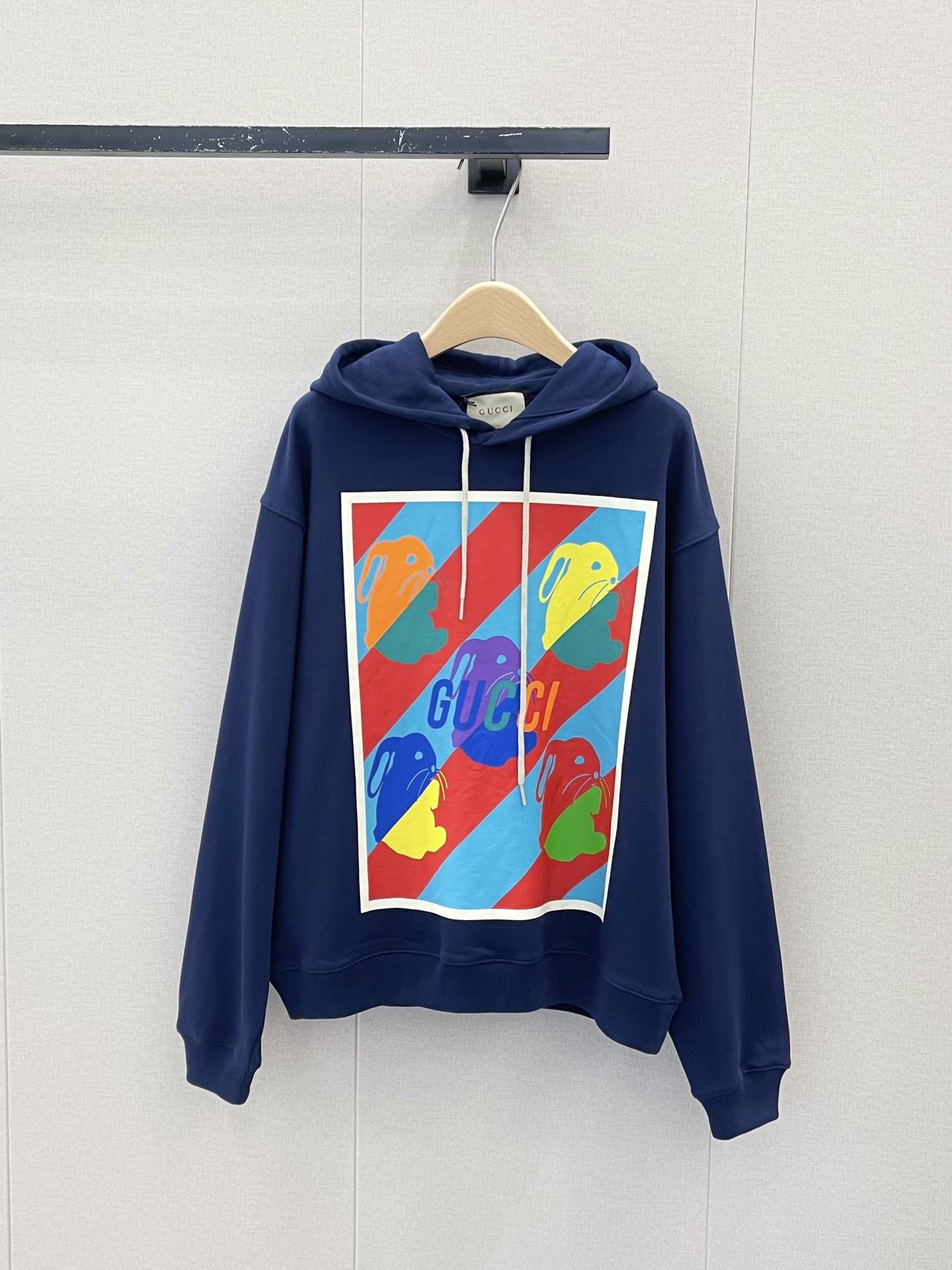 BN Authentic GUCCI retro colorful rabbit print hoodie Women s